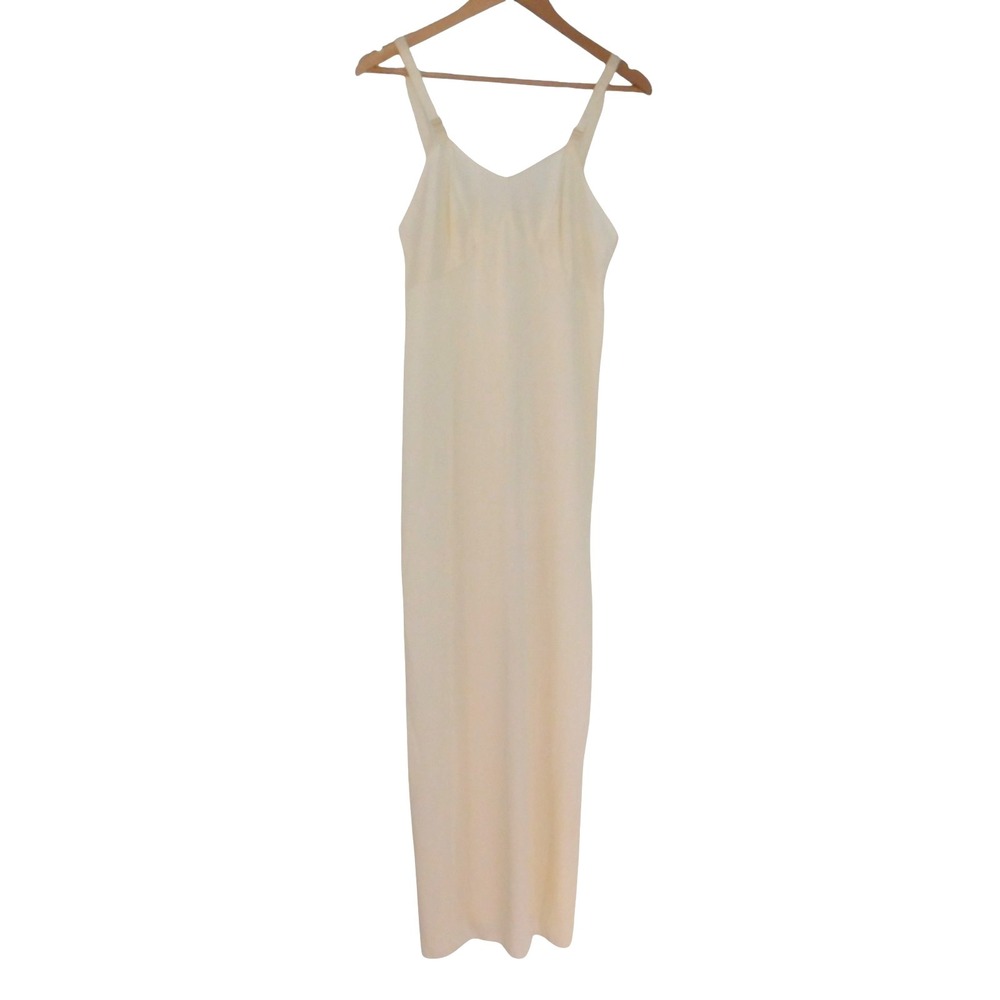 Vintage Women's Ivory Full  length Nylon Slip Dress Babydoll Size 34 S